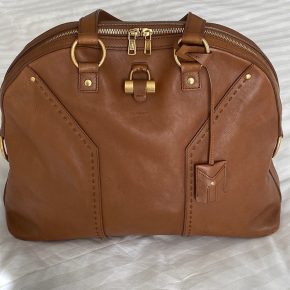 YSL Yves Saint Laurent Rive Gauche Tan Calfskin Leather XL Muse Satchel - Picture 3 of 16